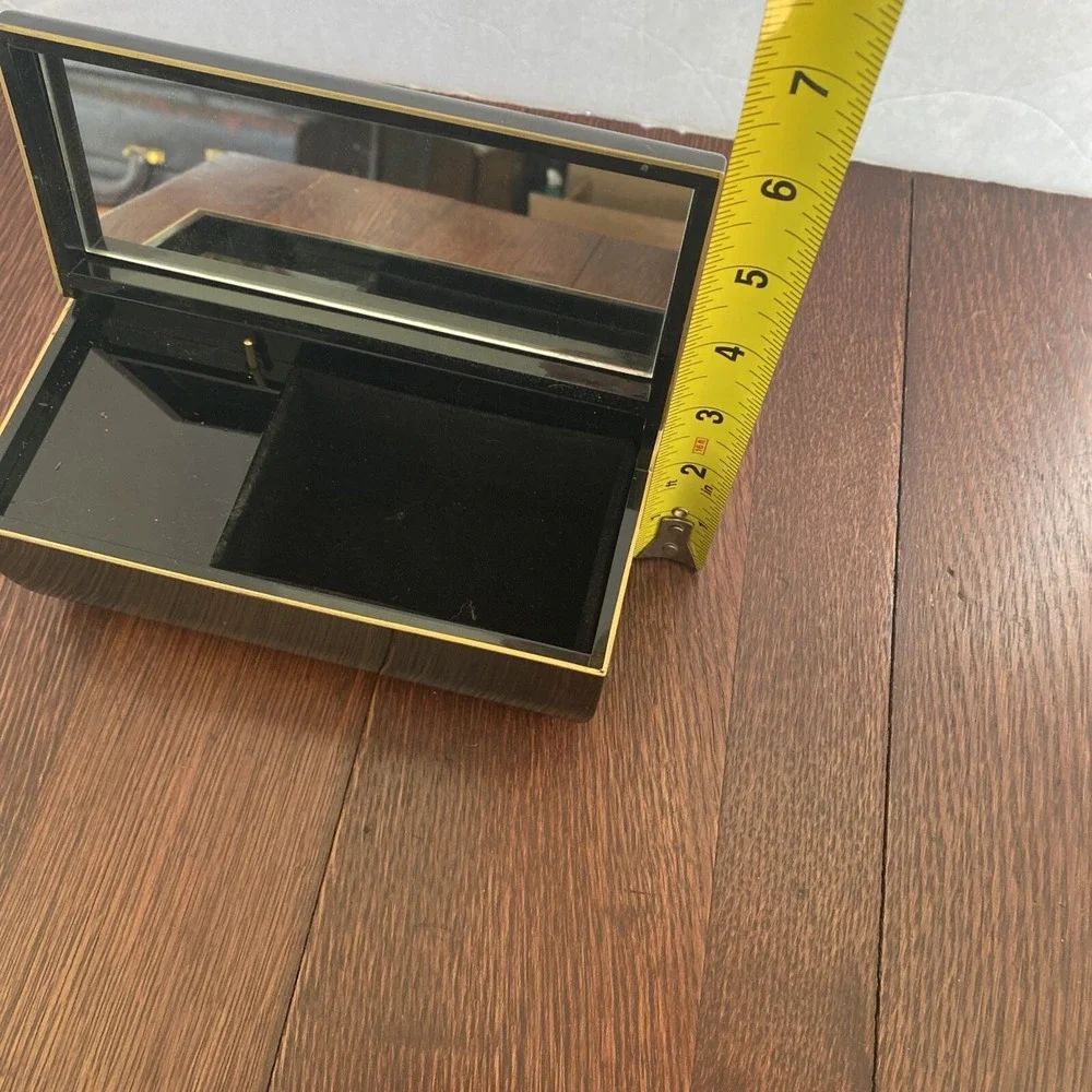 Beautiful Otagiri Tavistock Laquerware Mirror Music Box FEELING Floral Garden